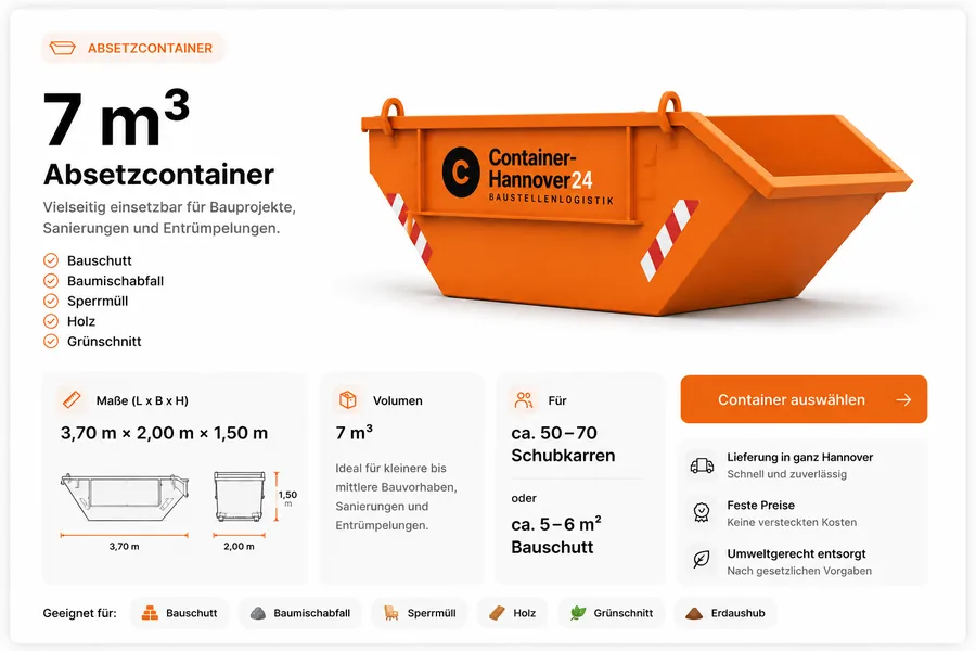 7 m³ Absetzcontainer für Grünschnitt & Holz in Hannover
